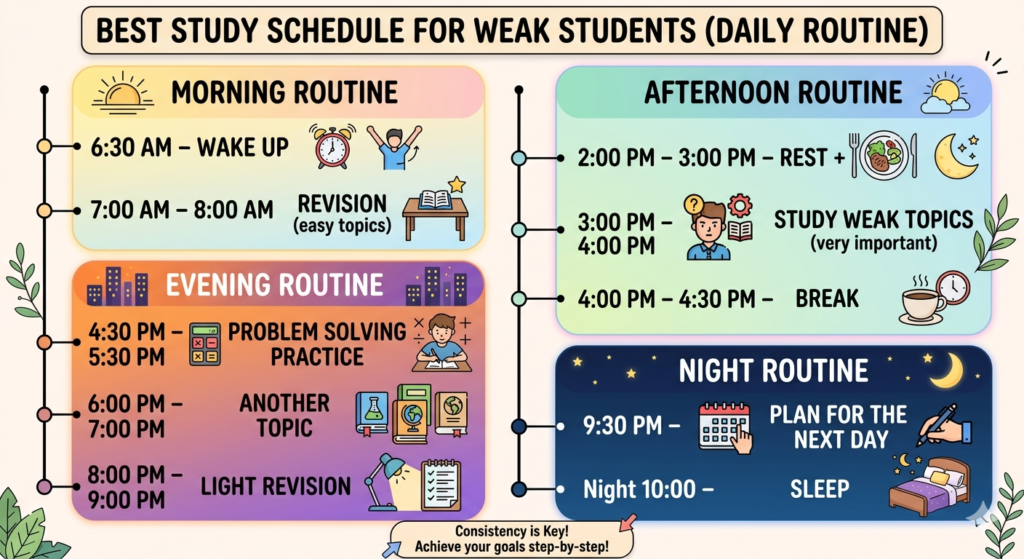 Study Timetable for Weak Students